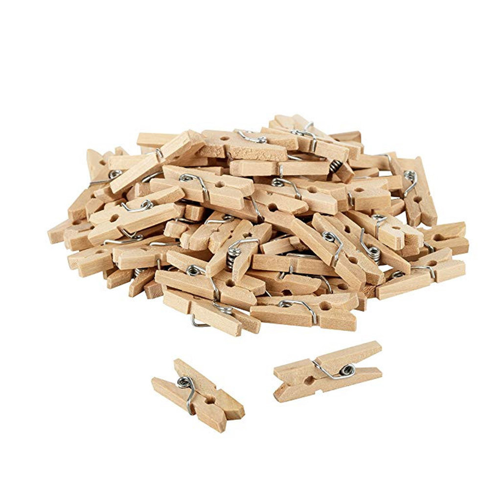 Homz 96 Count Wooden Clothes Pins - Natural Wood Clothespins For Drying Laundry