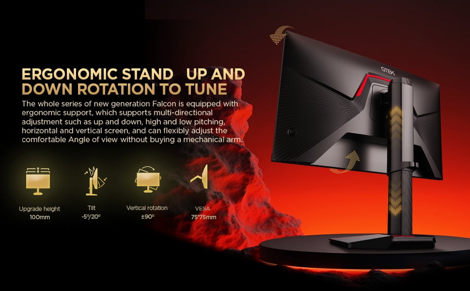 GTek 27 inch 320Hz 300Hz Gaming Monitor, Frameless 2K QHD 2560X1440P Fast IPS Computer Monitor, 1ms MPRT, FreeSync, 95% DCI-P3, HDR 400,DisplayPort/HDMI, Height Adjustable