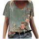 thumbnail image 1 of Tops Cortos para las Mujeres Impresión V-Cuello Suéter Blusa, Manga Corta de Poliéster Top de Moda, Lavado a Mano Todas las Estaciones Desgaste Casual, 1 of 4