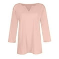 thumbnail image 7 of felwors 3/4 Length Sleeve Womens Tops Dressy Casual V-Neck Puff Sleeve Blouses Business Work Tunic Shirt S-XXL (Light Pink, XXXL), 7 of 7