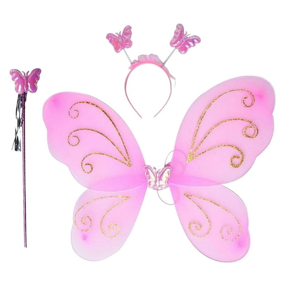 Disfraz De Hada Para Niñas, Alas De Mariposa, Varita De Ángel, Accesorios De Cosplay De Elfo Para Niños, Diadema Rosa Sunnimix Disfraz de ala de hada