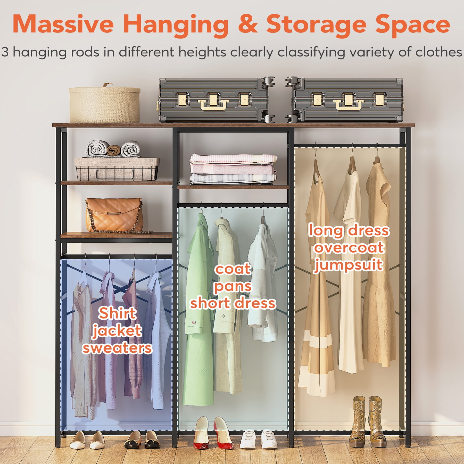 Baxton Studio Metal 3 Shelf Free Standing Closet Storage Organizer - lily &  onyx