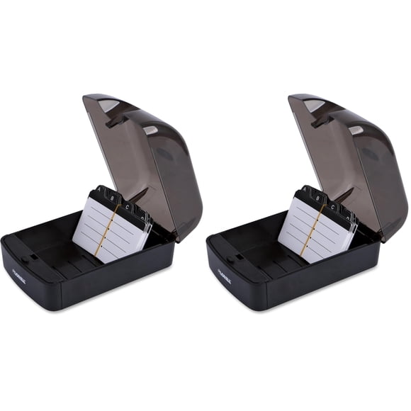 Archivador de Tarjetas de Escritorio Lorell, Capacidad para 350 Tarjetas, Negro Transparente x2