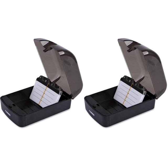 Archivador de Tarjetas de Escritorio Lorell, Capacidad para 350 Tarjetas, Negro Transparente x2
