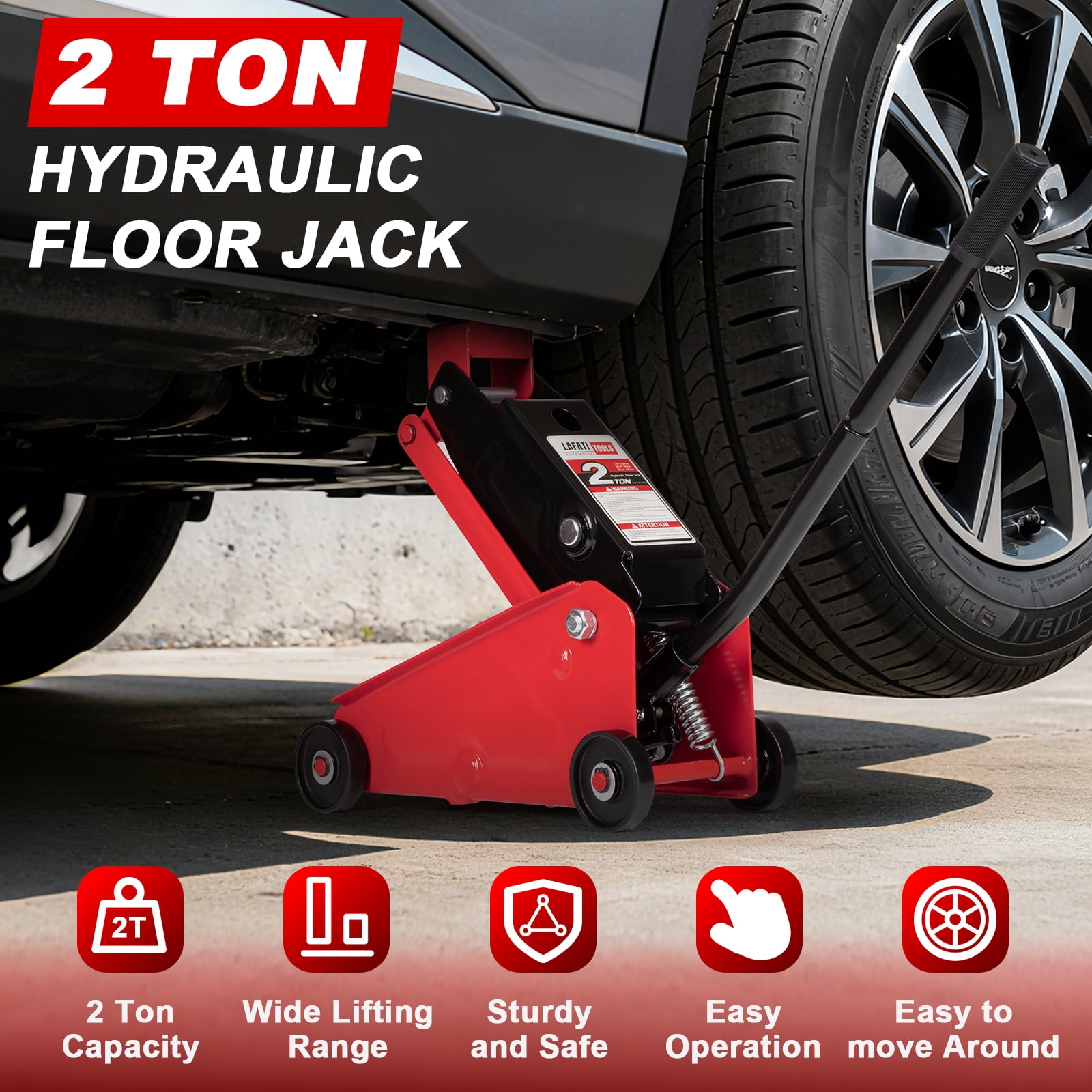 2 Ton Car Jack Lift, Heavy Duty Hydraulic Jack for SUV & Mini RV, Low Profile Design, All Steel Construction, Lifting Range 5.7"~15.7"