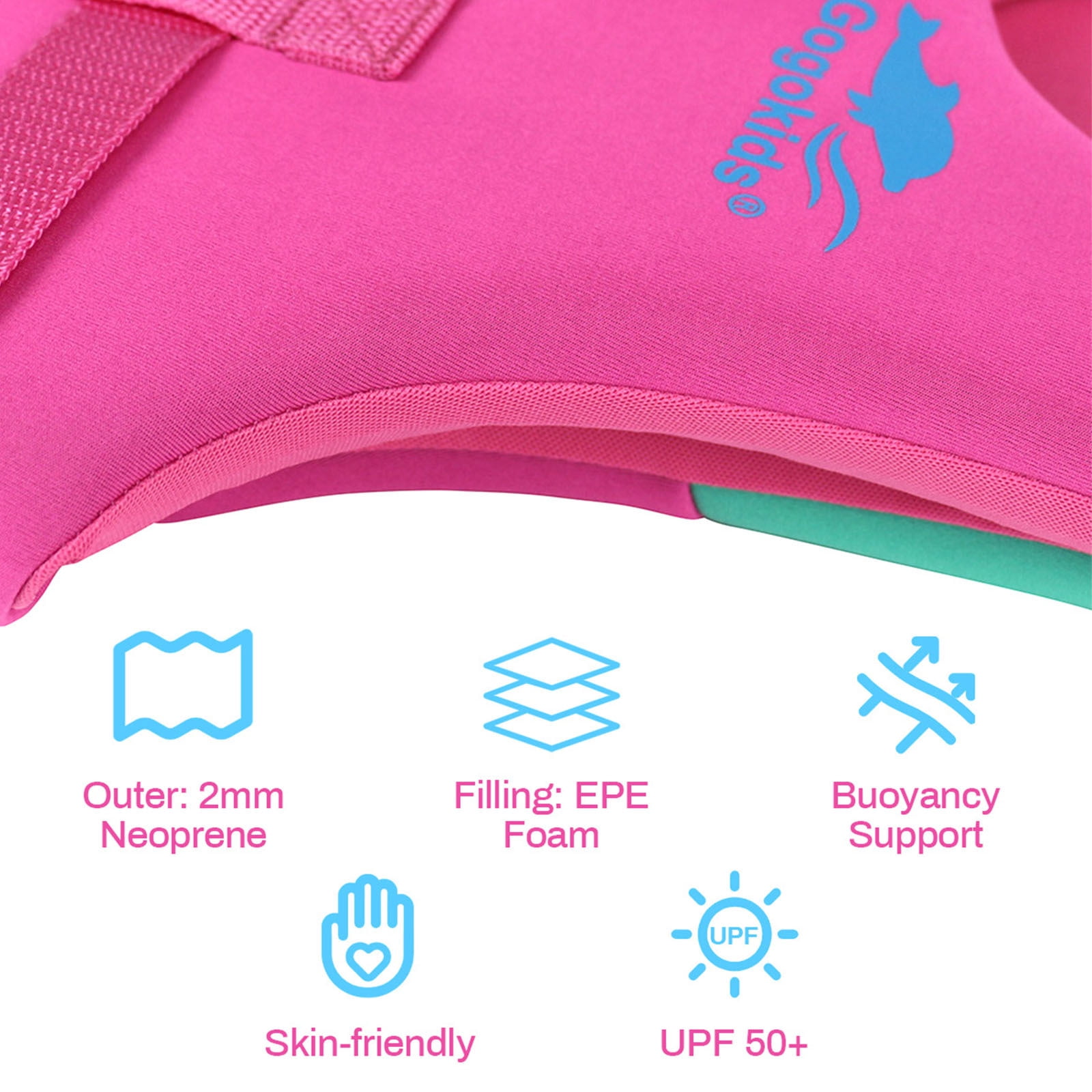 Kids Swim Vest Life Jacket - Boys Girls Float Swimsuit Buoyancy Swimwear 30 to 50 lbs, Pink