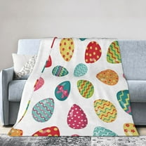 SPXUBZ Easter Colorful Eggs Flannel Fleece Throw Blanket for Sofa Cozy Lightweight Blanket for Adults/Kids