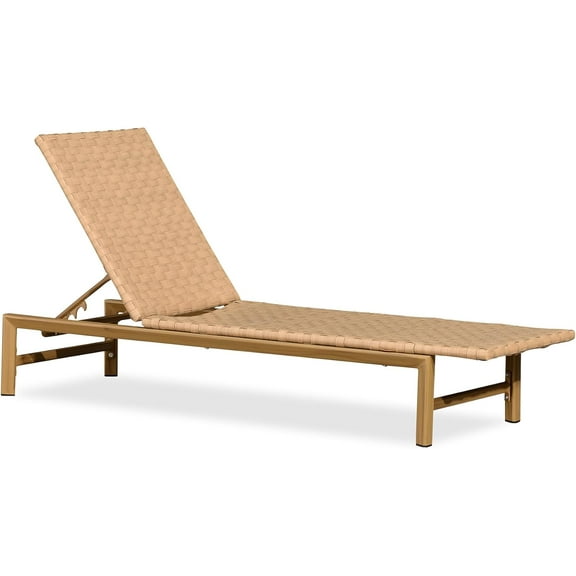 PURPLE LEAF Patio Chaise Lounge Rattan Chair Outdoor Pool Adjustable Recliner Wicker Lounger for Outside Woven Furniture Tanning Poolside Lounger Slate ,Light Brown