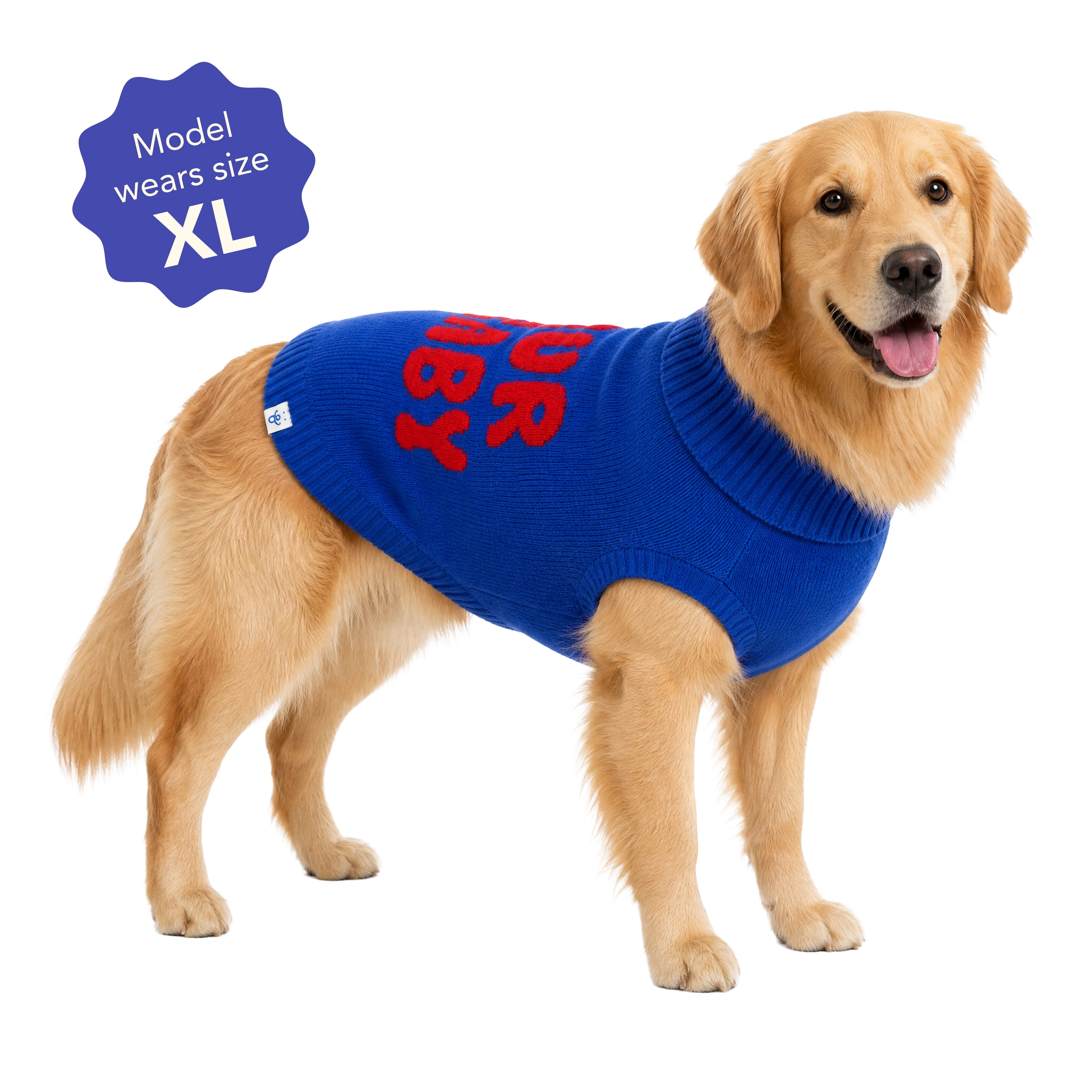 Oodles Fur Baby Fall Turtleneck Dog Sweater, Blue, XL