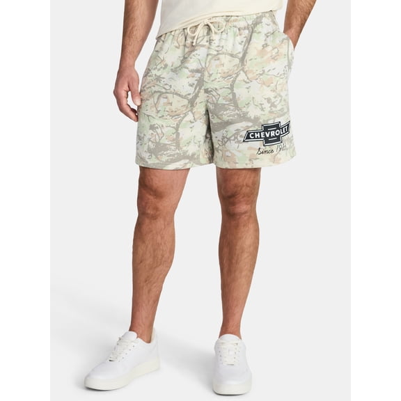 Chevrolet Men's and Big Men's Camo Fleece Jogger Shorts, Sizes S-3XL
