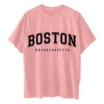 thumbnail image 4 of Afdoent Womens Tops Letter Printed Crew Neck Short Sleeve Loose T Shirt Casual Tee Shirts Casual Vacation Clothes, 4 of 4