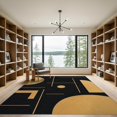 thumbnail image 2 of ODIKA 9'x12' Washable Area Rug Low Pile, Flatwoven, Black Gold Geometric Design Elegant Abstract Lines and Shapes for Modern Decor for Great Room, Indoor Concept, Large Living, 2 of 7