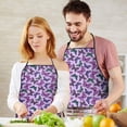thumbnail image 5 of Purple Butterfly Pattern Apron-Garden Aprons for Women with Pockets-Cotton Linen Waterproof Kitchen Cooking Gardening Aprons Adjustable for Kitchen,Cooking,BBQ and Salon 33x27 Inch, 5 of 7