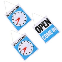 FRCOLOR  3 Pcs Clock Sign Decor Square Shape Wall Will Be Back at Open Signs
