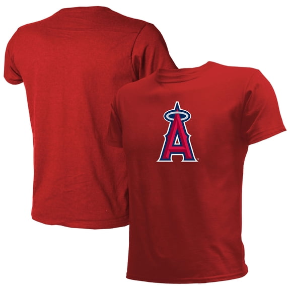 Youth Stitches Red Los Angeles Angels Team Logo T-Shirt