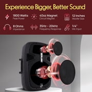 Pyle PPHP1249KT - Active + Passive PA Speaker System Kit - Dual Loudspeaker Sound Package, 12 Subwoofers, Bluetooth Wireless Streaming, Includes (2) Speaker Stands
