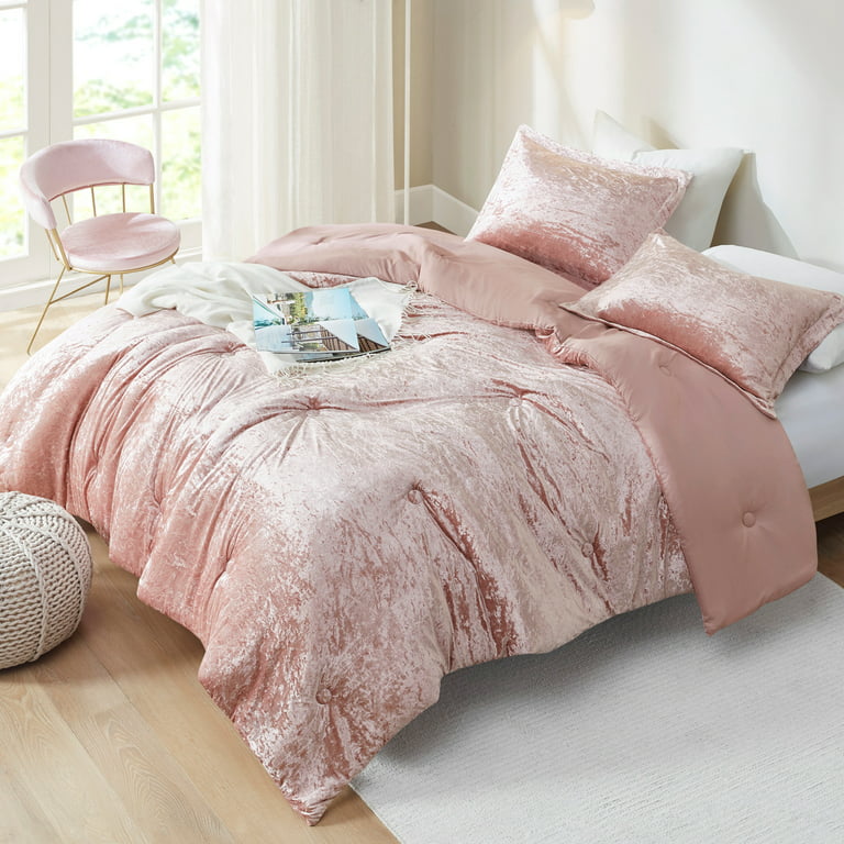 Comfort Spaces Full/Queen Cozy Velvet Comforter Sets 3-Piece Luxe All  Season Down Alternative Bedding Set Blush Pink