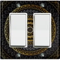 thumbnail image 1 of Metal Light Switch Plate Cover Gold Black Mandala Circle Pattern MDL006, 1 of 15
