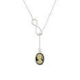 thumbnail image 2 of Delight Jewelry Silvertone Small Black Oval Cameo Silver tone Elegant Infinity Lariat Necklace, 2 of 4