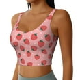 thumbnail image 2 of Goofa Strawberries Printed Sports Bras for Women, High Impact Running Bra Workout Crop Tank Tops Longline Sports Bra Push up-Medium, 2 of 9