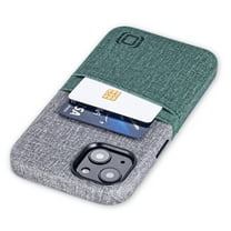 Dockem iPhone 13 Luxe M2 Wallet Case; Built-in Metal Plate, 2 Card Slots, Premium Synthetic Leather, Green
