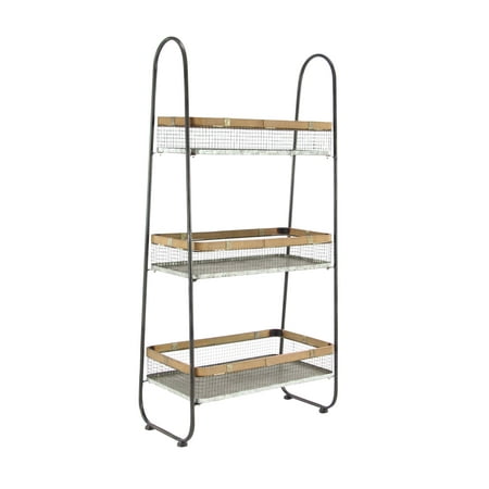 Decmode Iron 3 Tier Basket Stand Brown Decmode Iron 3 Tier Basket Stand Brown