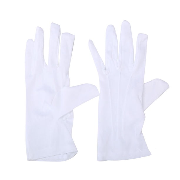 Qarigey Guantes de etiqueta Diseño de rayas estéreo Tela de poliéster de moda Manoplas cómodas y fáciles de usar para desfiles militares guantes y mitones Blanco