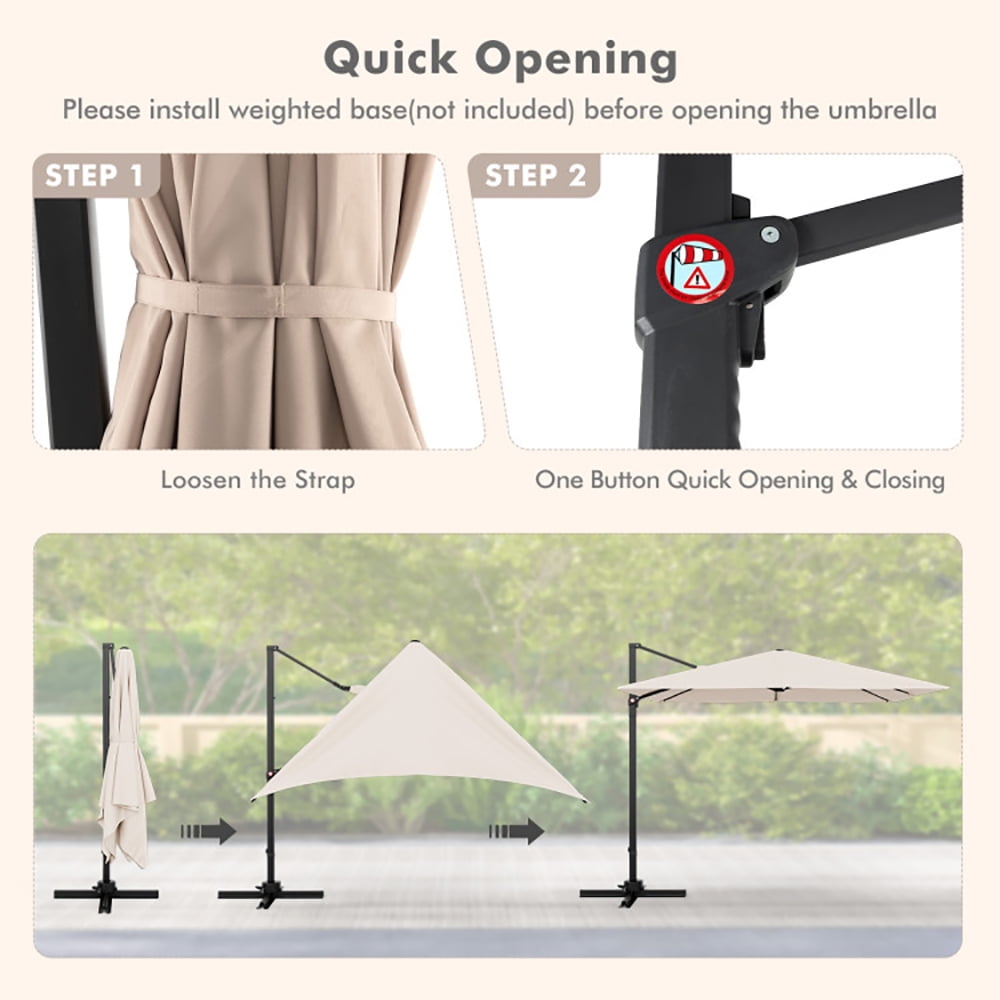 Aimee Lii 9.5 Feet Square Patio Cantilever Umbrella with 360° Rotation, Table Umbrella Outdoor for Patio Pool Beach, Beige Aimee Lii 9.5 Feet Square Patio Cantilever Umbrella with 360° Rotation, Table Umbrella Outdoor for Patio Pool Beach, Beige