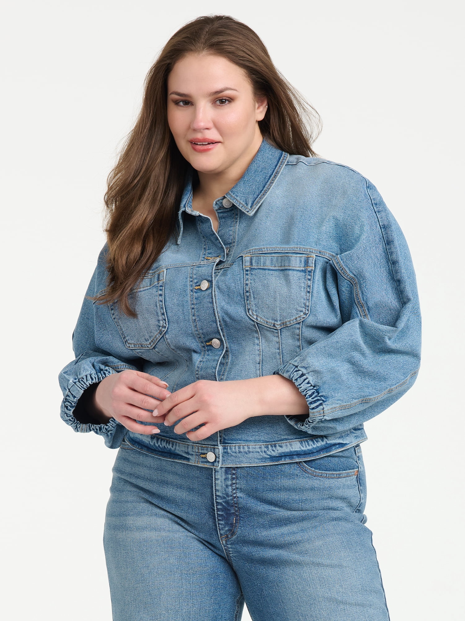 Sofia Vergara Women's Plus Size Darted Denim Waist Jacket Sizes 14W-26W