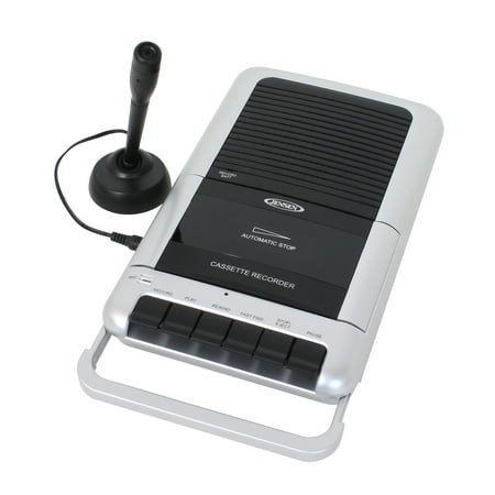 Jensen Cassette Player & Recorder with 1 Touch Recording and External Microphone Jack, Convenient Carry Handle