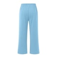 thumbnail image 6 of Hurxie Girls Sweatpants Kids Wide Leg Baggy Athletic Sweat Pants Youth Elastic Waist Casual Joggers with Pocket Blue,12-13Years, 6 of 7