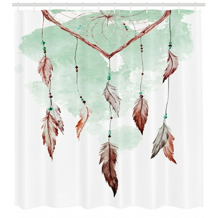 Feather Shower Curtain Watercolor Vibrant Dream Catcher With