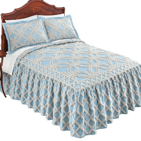 Allison Chenille Ivory Tufted Trellis Pattern Bedspread ...
