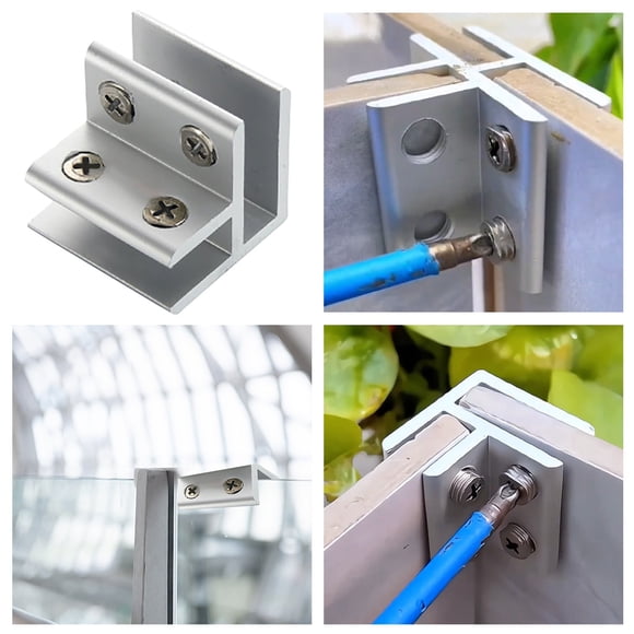 Support de Pince en Verre Aluminium Réglable 90 Clips de Fixation pour Panneaux de Verre de 4-8mm Matériel de Sécurité