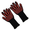 thumbnail image 4 of Guantes para barbacoa Guantes resistentes al calor Guantes para asar Guantes de silicona para horno Guantes de cocina para cocinar hornear Rojo, 4 of 10
