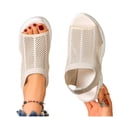 thumbnail image 6 of HomeDM Wedge Platform Sandals for Women Open Toe Ankle Strap Casual Slip-On Summer Beach Sandals, Khaki Size 8.5, 6 of 9