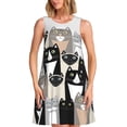 thumbnail image 1 of Xecao Couleurs Chats pour Robes d'Été pour Femmes Robes Décontractées de Plage Robes de Plage Sans Manches Robe Évasée avec Poches, 1 of 7