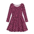 thumbnail image 4 of DISNIMO Pink Leopard Print Dress for Girls Leopard Print Dress Size 15/16 Girls Dresses for Fall Season Dresses for Girls Crew Neck Dress Long Sleeve Kids Midi Dress Children Skater Dress for Teens, 4 of 6