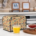 thumbnail image 5 of Toaster Covers 2 Slice, world Stamp design Waterproof Bread Machine Cover Fits for Standard 2 Slice Toasters, Home Decor Toaster Protection with Hanging Rope, 5 of 7