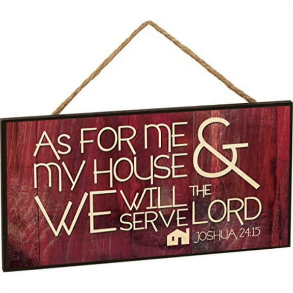 As For Me and My House Joshua 24:15 Wooden Sign with Jute Rope Hanger