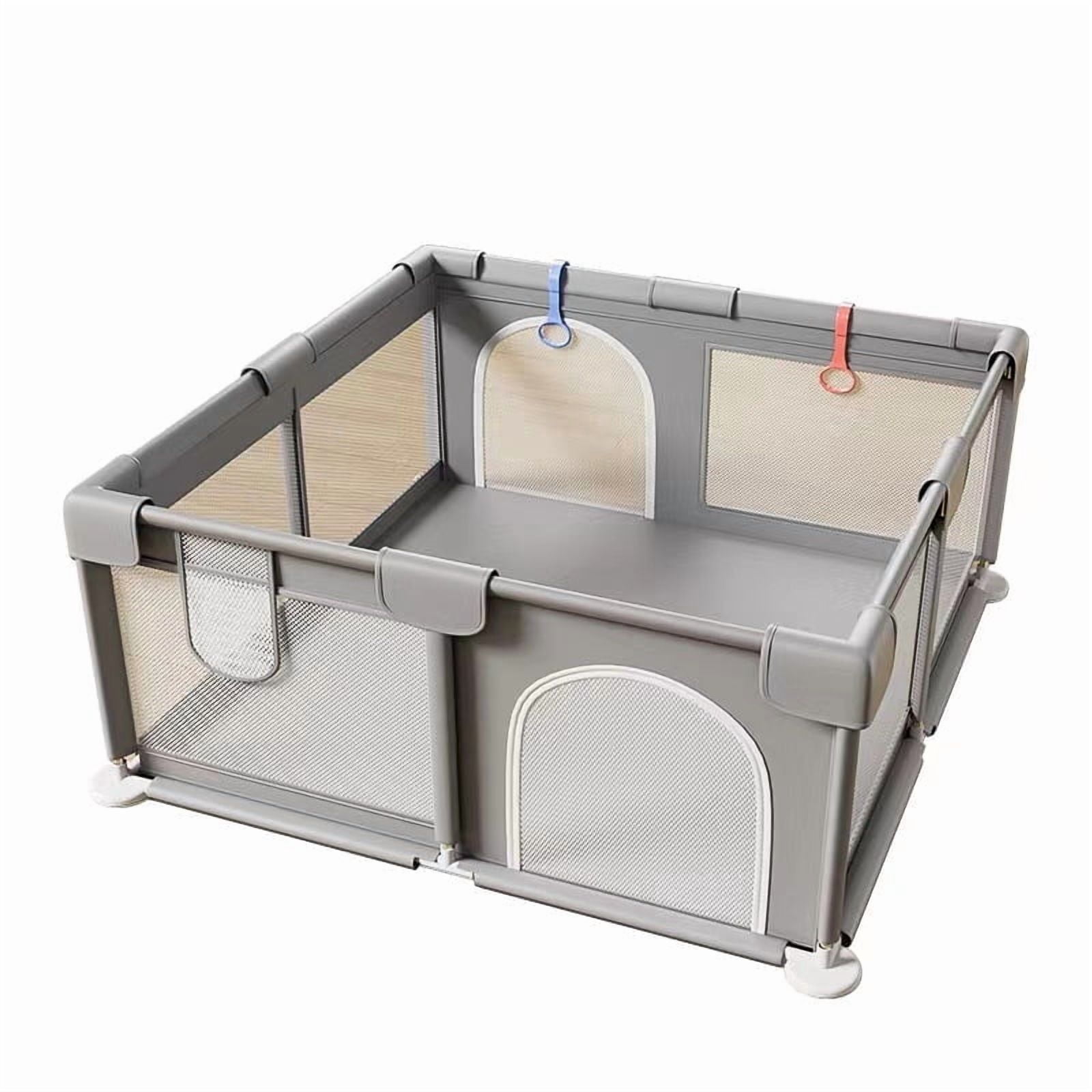 Golyzmt 50"x50"Baby Playpen, Sturdy Safety Play Yard with Breathable Mesh, Double Zipper Gate, Gray