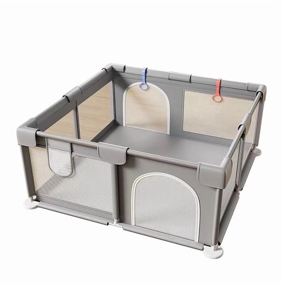 Golyzmt 50"x50"Baby Playpen, Sturdy Safety Play Yard with Breathable Mesh, Double Zipper Gate, Gray