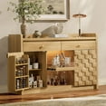 thumbnail image 3 of Sideboard Buffet Cabinet with Charging Station & LED Light, Coffee Bar Cabinet with Drawers, Pull-Out Shelf & Door Rack, Modern Storage Cabinet for Kitchen, Dining Room, 3 of 10