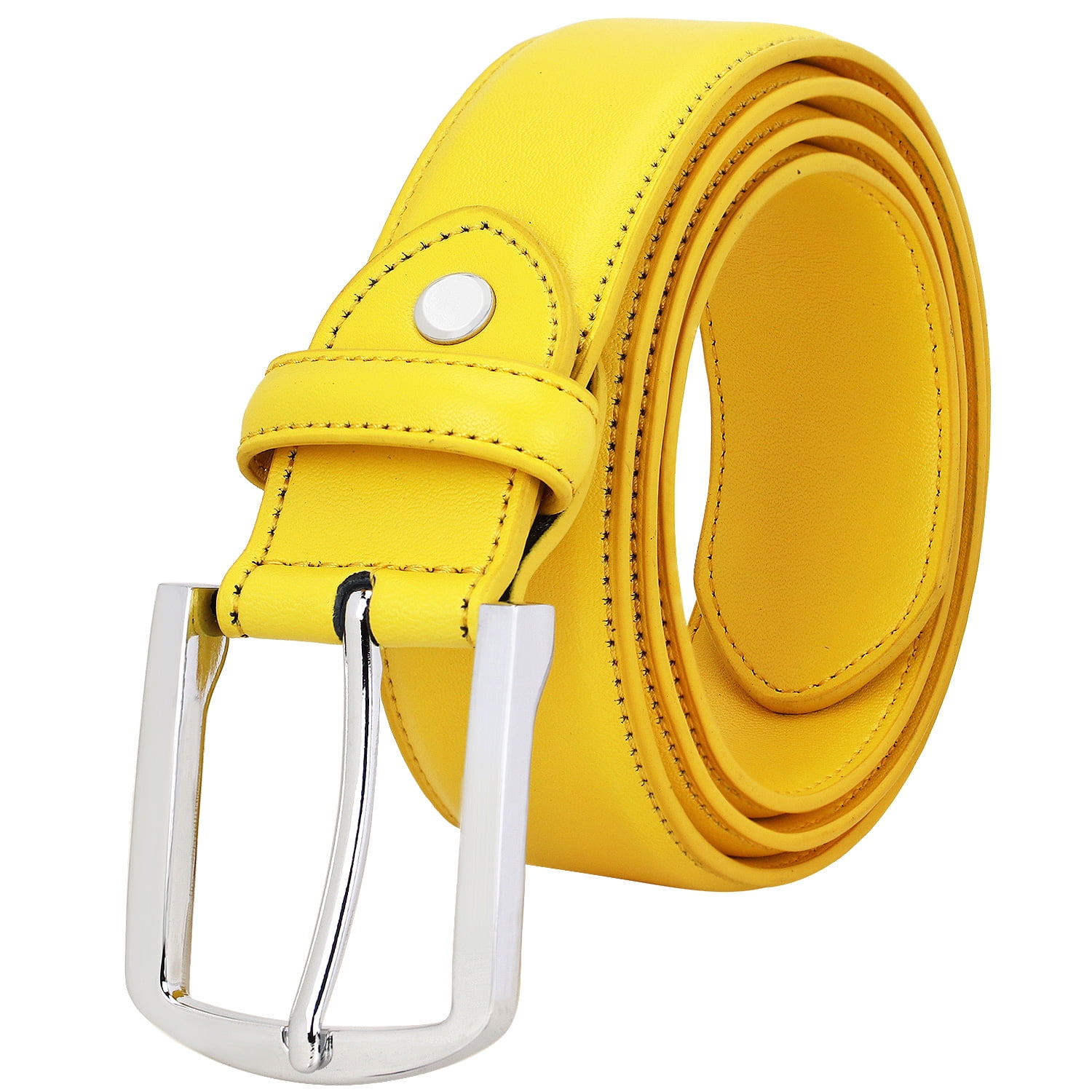 Men's Reversible Belt Gold Buckle Genuine Leather Dress Casual Belt  1-3/8(35mm) Wide