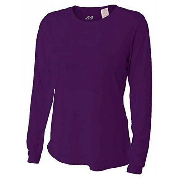 A4 Women's Cooling Performance Crew Long Sleeve T-Shirt, Purple, Large