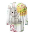 thumbnail image 5 of Happy Easter Shirts for Women 3/4 Sleeve Round Neck Easter Eggs Bunny Print T-Shirts 2025 Trendy Tee Tops White,XXL, 5 of 6