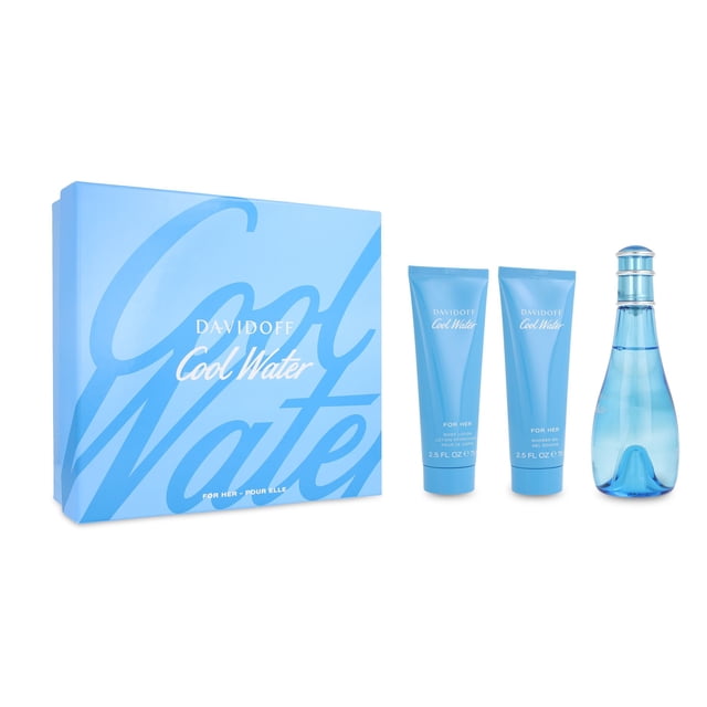 Set Cool Water 3Pzs Davidoff Spray EDT de 3.3 oz, Gel de ducha de 2.5 oz, Loción corporal de 2.5 oz 3 Pc Gift Set