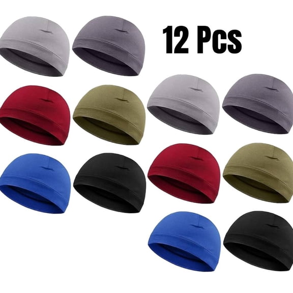 12 Pack Cooling Skull Cap Helmet Liner Sweat Wicking Cycling Running Hat for Men