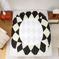 thumbnail image 5 of Homewish Classic Check Pattern Full Size Sheets,Geometric Rhombus Print Bed Sheets,Black Beige Sheet Sets For Kids,Super Cozy Room Decor,4-Piece, 5 of 7