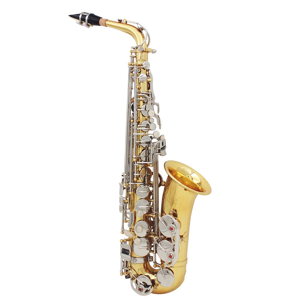 LADE Alto Saxophone Sax Glossy Brass Engraved Eb EFlat Natural White